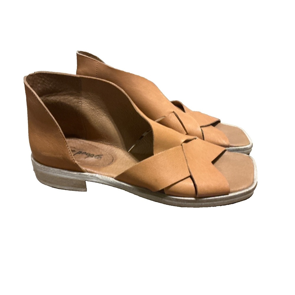 Free People Sandals Sun Valley Women's Leather Tan 9.5 /39.5 Casual Boho Rustic